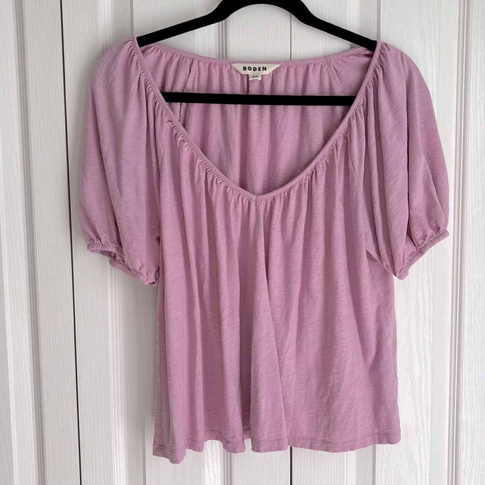 Boden V-Neck Short Sleeve Swing Top  Size 12